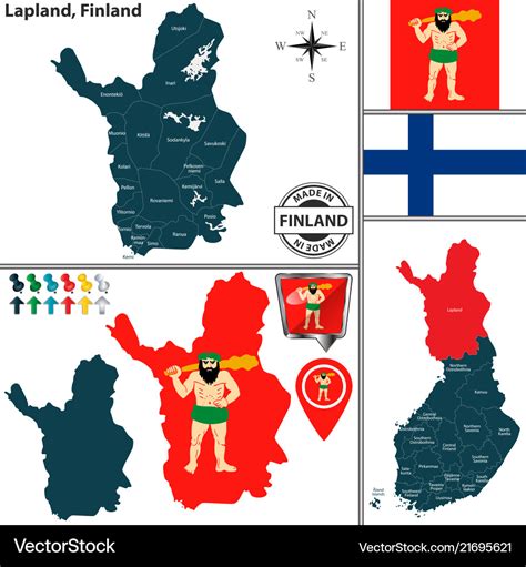 Map of lapland finland Royalty Free Vector Image