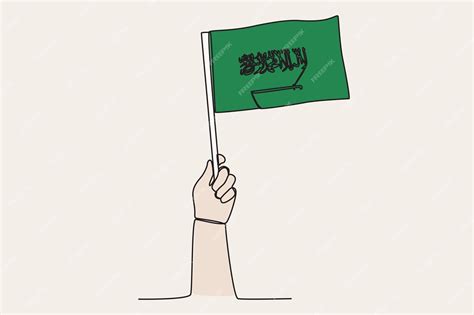 Premium Vector | A hand raised the saudi arabia flag flag oneline drawing