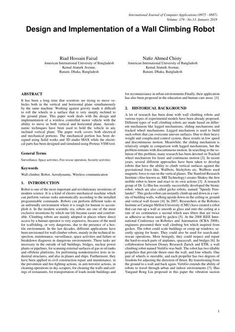 (PDF) Design and Implementation of a Wall Climbing Robot