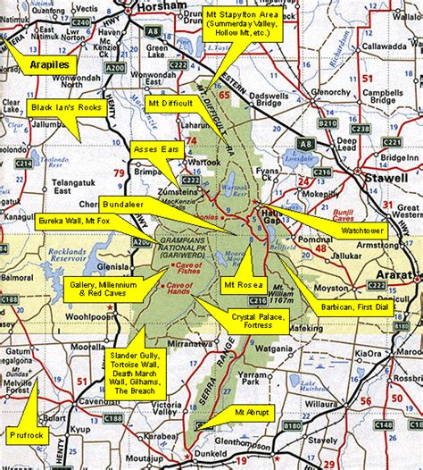 Grampians Map - Mountains & Walks, Victoria, Australia