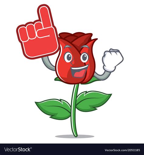 Foam finger red rose mascot cartoon Royalty Free Vector