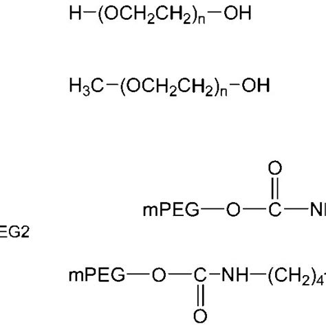 Structure of different PEG molecules: linear PEG, linear... | Download Scientific Diagram