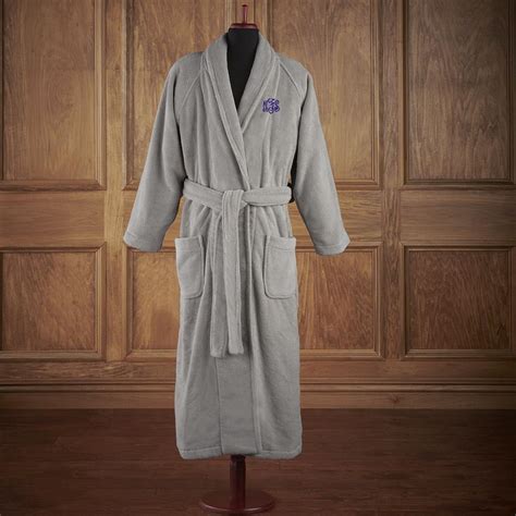 The Monogrammed Hammacher Schlemmer Genuine Turkish Cotton Luxury Bathrobe (Gray) - Hammacher ...