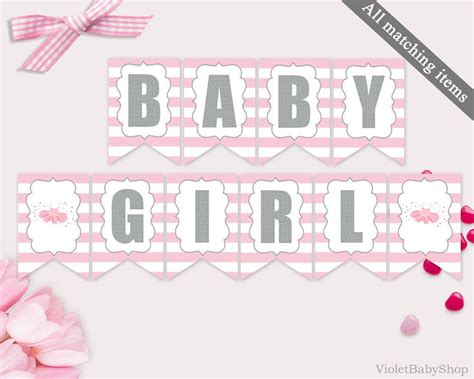 Baby Shower Banner Template. Printable Tutu Excited Banner. Silver and ...