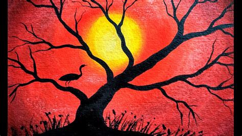 Sunset and Trees Painting for Beginners - Watercolour Painting - YouTube