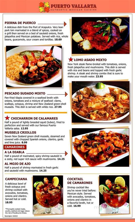 Menu of Puerto Vallarta in Middletown, CT 06457