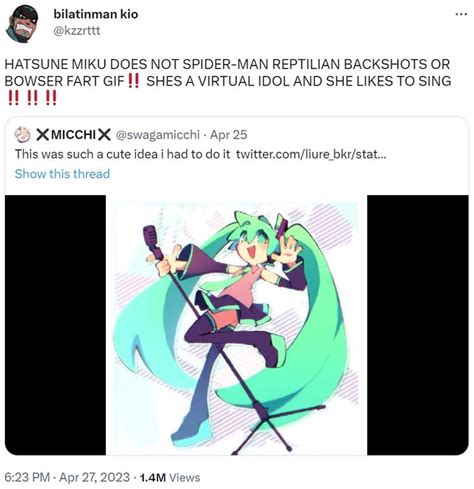 HATSUNE MIKU DOES NOT SPIDER-MAN REPTILIAN BACKSHOTS OR BOWSER FART GIF ...