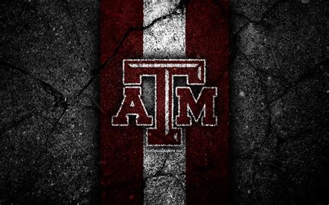 Download wallpapers Texas AM Aggies, 4k, american football team, NCAA, purple white stone, USA ...