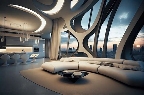 Premium AI Image | Luxury penthouse in futuristic building with sleek and minimalist interior design