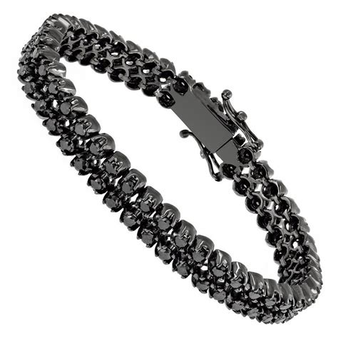 Luxurman Black Diamond Bracelets for Men: this 2 Row Men's Diamond Tennis Bracelet features ...