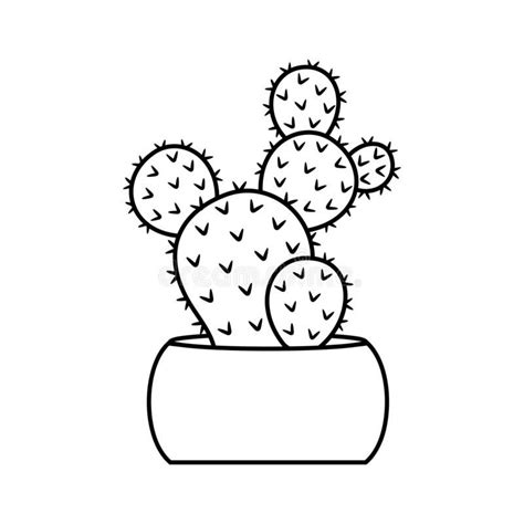 a black and white drawing of a cactus in a pot