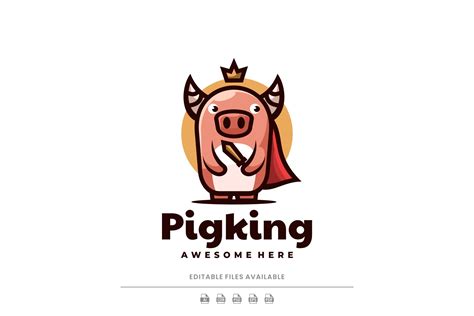 Pig King Simple Mascot Logo – MasterBundles