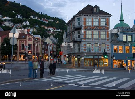 Pedestrian crossing in Bergen city center Stock Photo - Alamy