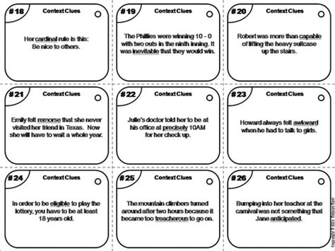 Context Clues Task Cards | Teaching Resources