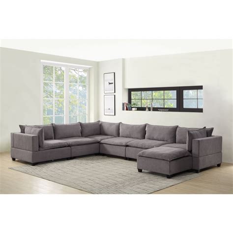 158" Madison Light Gray 7-Piece Modular Sectional Sofa Chaise - Walmart.com - Walmart.com