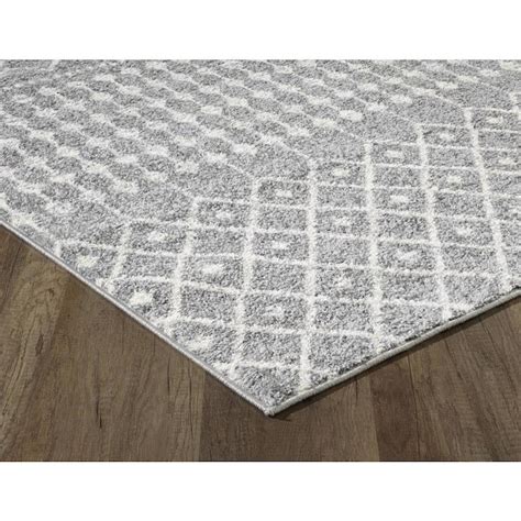 Eviva Grid 10 x 12 Gray/Cream Geometric Area Rug in the Rugs department at Lowes.com