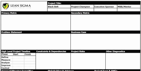 10 Six Sigma Project Charter Template Excel - Excel Templates