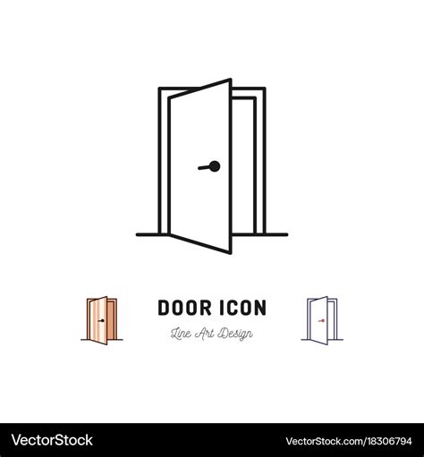 Open door icon thin line art symbol Royalty Free Vector