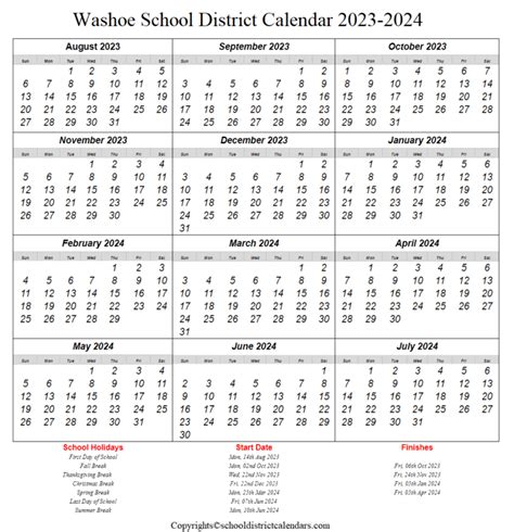 Washoe School District Calendar 2023-2024 School District Calendars