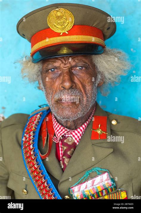 Ethiopian veteran from the italo-ethiopian war in army uniform, Addis ...