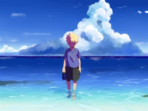 Wallpaper : sea, anime boys, water, sky, calm, blue, horizon, summer, Uzumaki Naruto, happiness ...