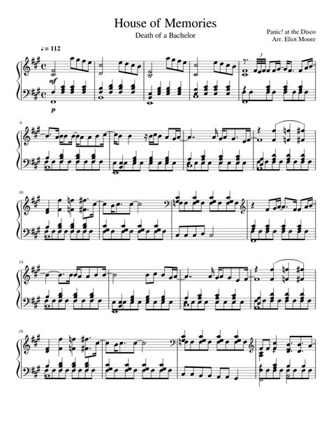 House of Memories - Panic! at the Disco sheet music for Piano download free in PDF or MIDI