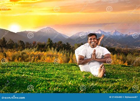 Yoga in mountains stock image. Image of flexible, difficult - 21436483