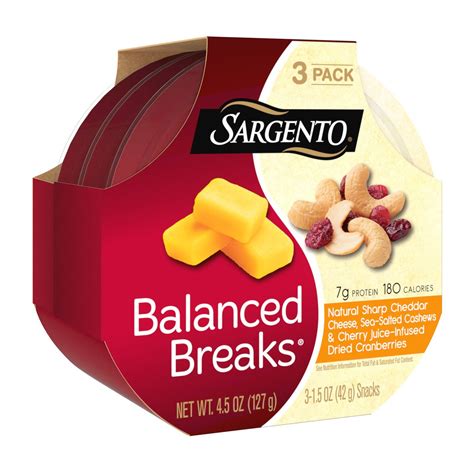 Sargento Balanced Breaks Sharp Cheddar Cheese with Cashews and ...