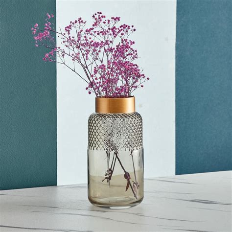 Buy Mauve Glass Pixelated Vase - 23x7.3x8.5 cm Online in UAE | Homebox