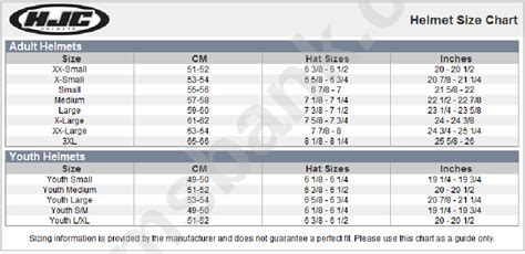 Hjc Helmet Size Chart printable pdf download