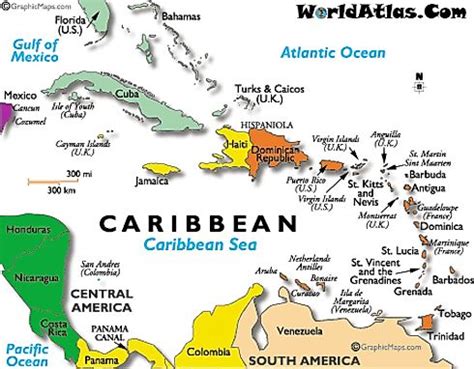 Current Times and Dates in the Caribbean Map