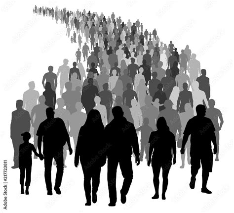 Big crowd of people is moving. Silhouette vector Stock Vector | Adobe Stock