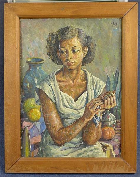 Sold Price: Albert Huie (Jamaican, 1920-2010) Portrait of a young woman with fruit and pots, 27. ...