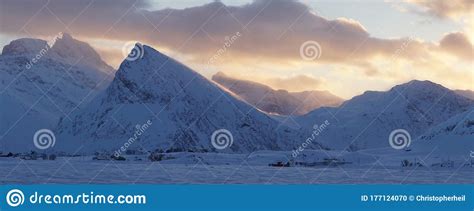 Cold Snowy White Winter Landscapes Near Fredvang Village on the Lofoten Islands in Norway. Stock ...