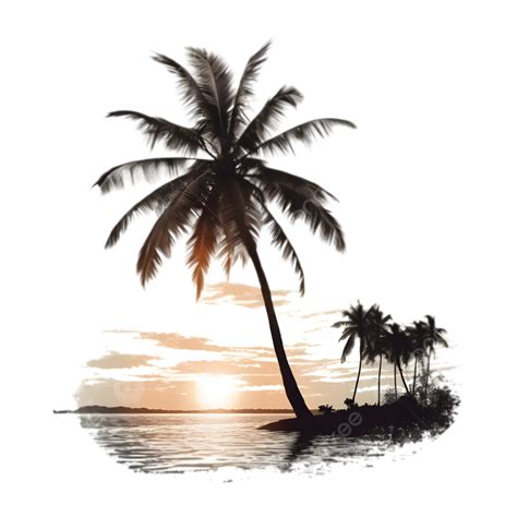 Coconut Tree Silhouette Dusk Beach Silhouette, Coconut Tree, Silhouette, Beach PNG Transparent ...