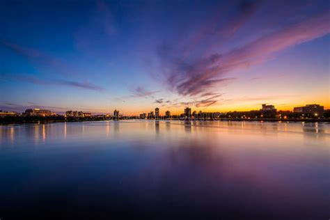 Sunset Over the Charles River, Seen from the Massachusetts Avenue ...