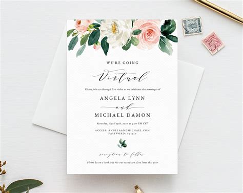 Virtual Wedding Ceremony Invitation Template Printable - Etsy Israel