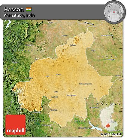 Free Physical Map of Hassan, satellite outside