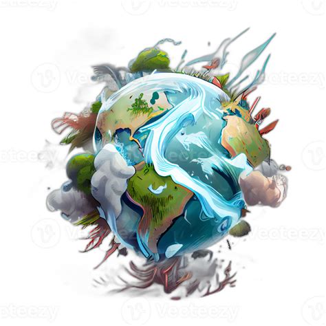 Climate change illustration with transparent background, Global warming ...