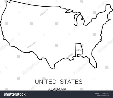 Line Map United States State Alabama Stock Vector (Royalty Free) 2223593781 | Shutterstock