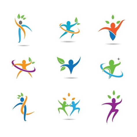 Wellness symbol set with people and leaves 702813 Vector Art at Vecteezy