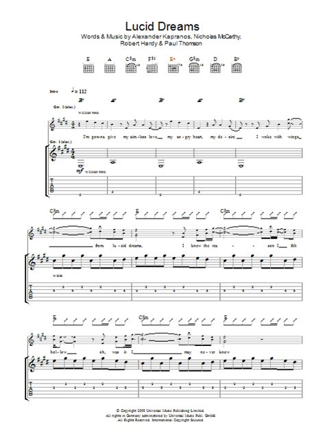 Lucid Dreams Sheet Music | Franz Ferdinand | Guitar Tab