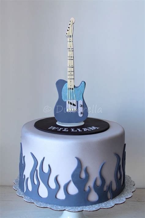 Blue Guitar Cake with Vanilla and Chocolate Ganache