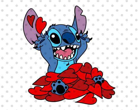 Stitch in Love Svg stitch día de San Valentín día de San - Etsy México