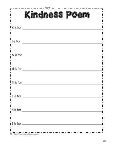 Kindness Acrostic Worksheets