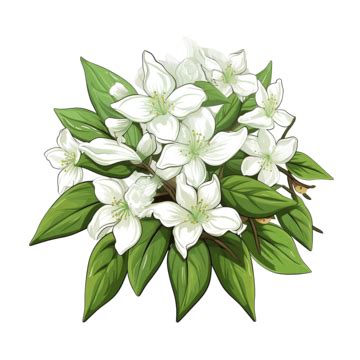Bouquet Of Jasmine Flower Illustration, Bouquet, Jasmine, Green PNG Transparent Image and ...