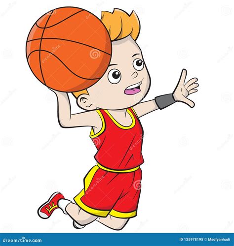 Cartoon Boy Playing Basketball Stock Vector - Illustration of coloring ...