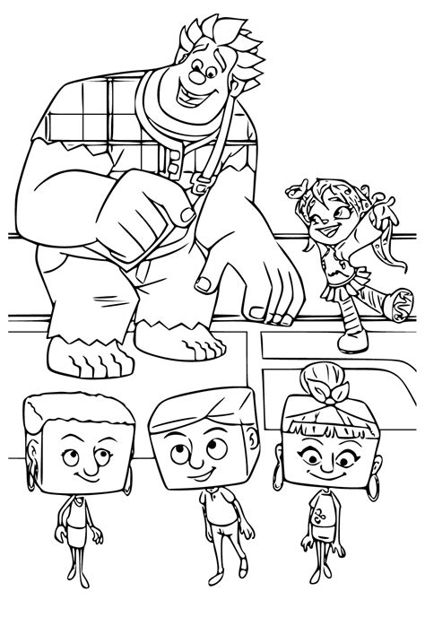 Free Printable Wreck It Ralph Characters Coloring Page for Adults and Kids - Lystok.com