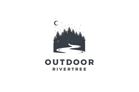 Pine Forests with River Logo Design Graphic by Weasley99 · Creative Fabrica