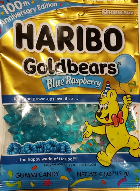 Buy Haribo Goldbears ALL Blue Raspberry 100th Anniversary LIMITED EDITION Net Wt.4oz (113g ...